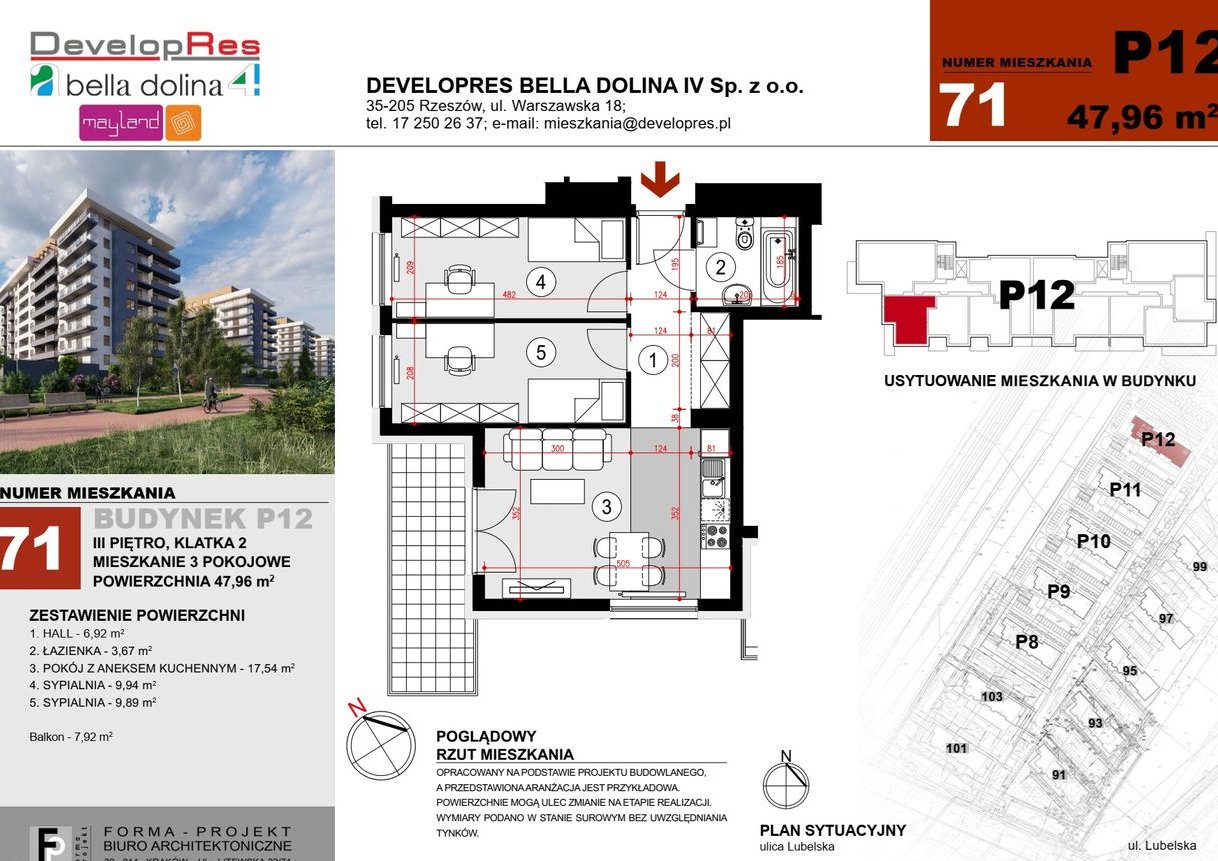 Praktyczne | 3 pokoje | 47,96 m² | P12‑71
