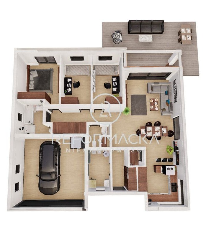 Parterowe domy wśród drzew nieopodal Rzeszowa