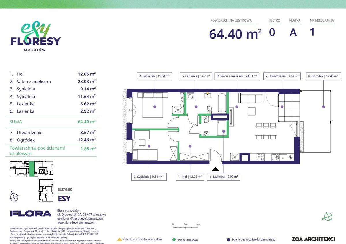 3-pokojowe mieszkanie 64m2 + ogródek Bez Prowizji