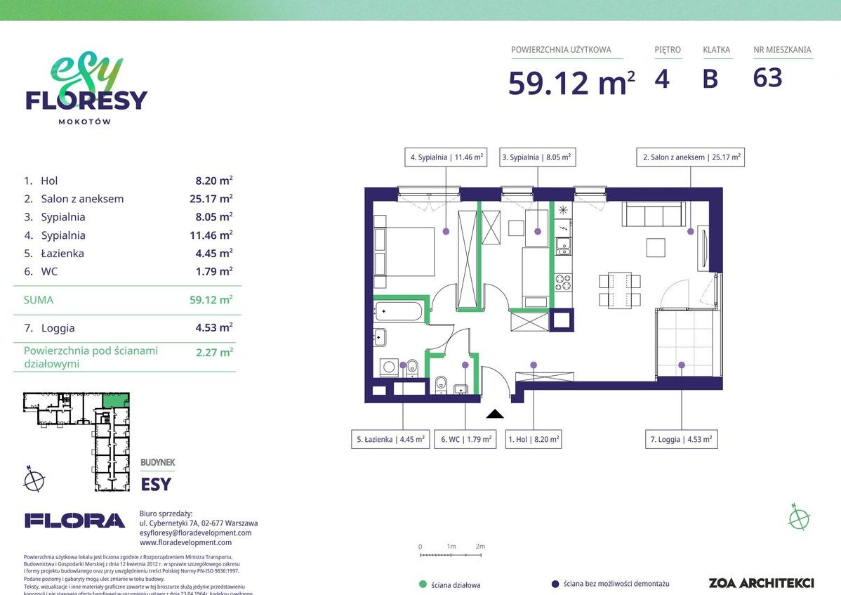 3-pokojowe mieszkanie 59m2 + loggia Bez Prowizji