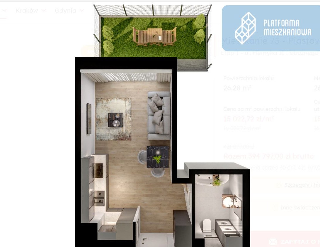 Kawalerka + ogródek | ostatnie takie mieszkanie