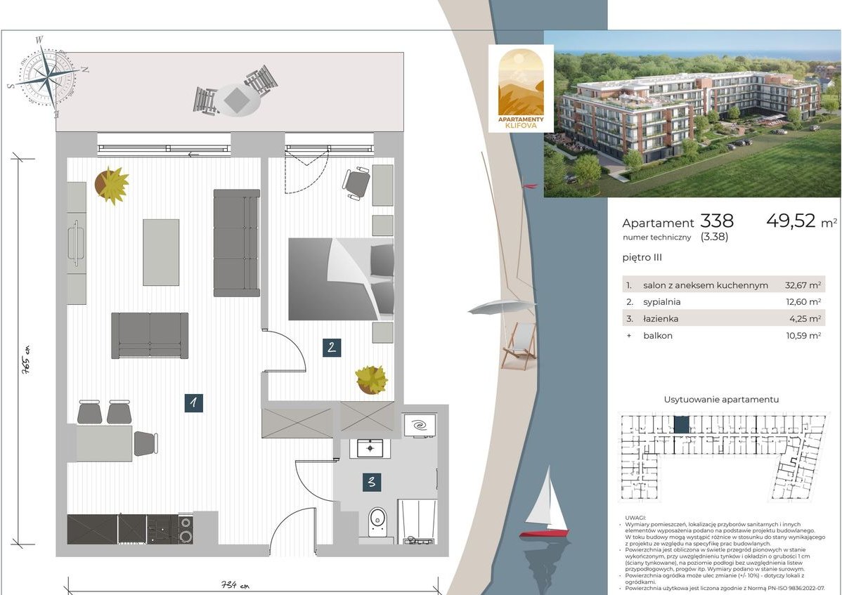 2-pokojowe mieszkanie 49m2 + balkon