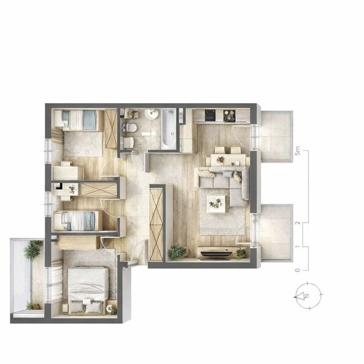 ⭐️ 4 pokoje 3 balkony na południe ⭐️