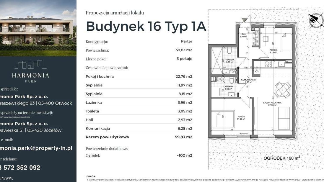 Przedsprzedaż | Harmonia Park | Nowe mieszkanie | Ogród 100m2