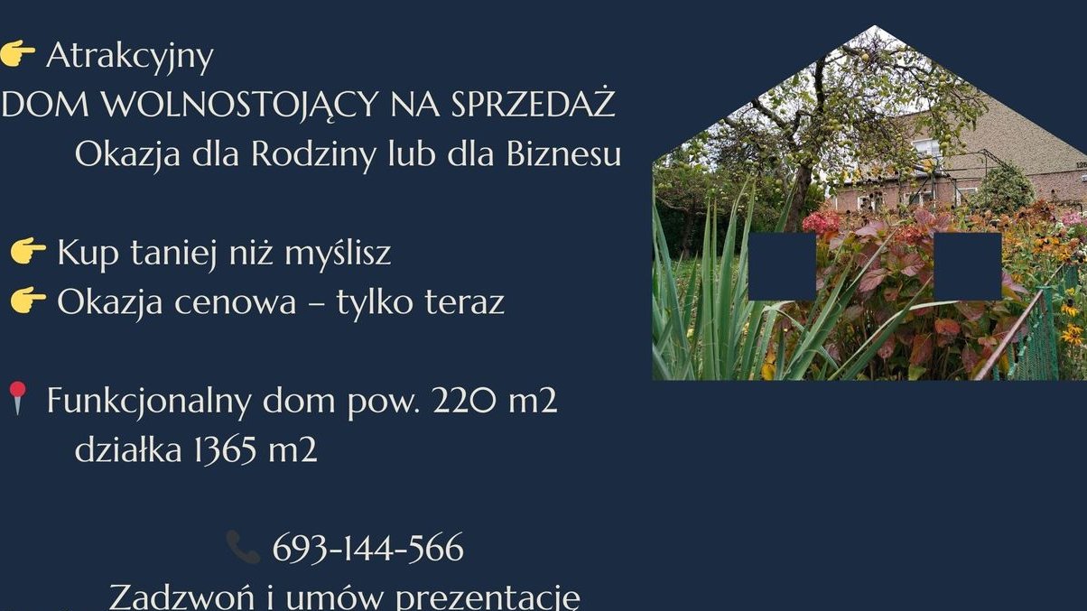 Przestronny dom wolnostojący 220 m² z garażem, działka 1365 m2
