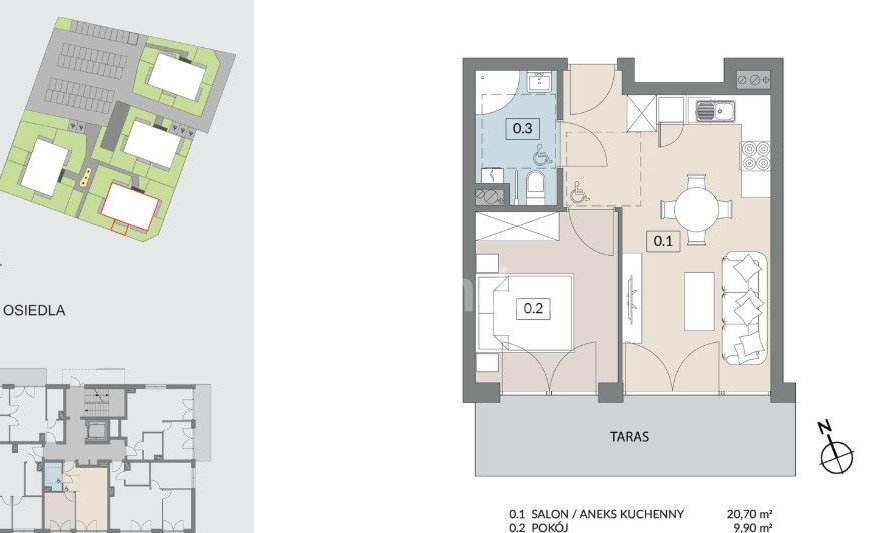 2-pok, ogródek, miejsce w hali w cenie, obok Uam