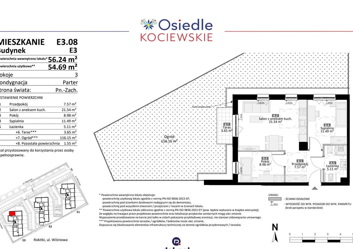 3-pokojowe mieszkanie 54m2 + ogródek Bezpośrednio