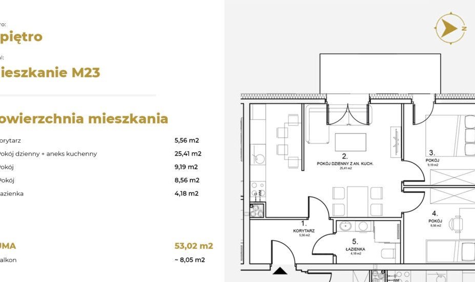 Mieszkanie z balkonem| Osiedle Tulipanova | Kobylin | 53,01 m² | winda