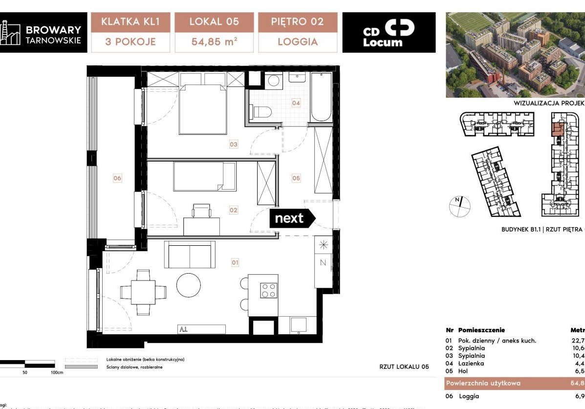 3 - pokojowe mieszkanie w Browarach Tarnowskich!