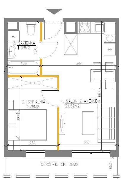 2 pokoje 35,6 m2 ogródek 18 minut centrum Krakowa
