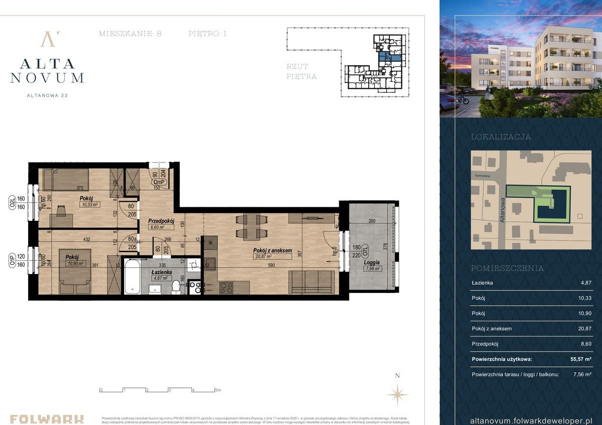 ALTA NOVUM - Twoje wymarzone miejsce nad Wisłą - 55,57m2 1PIĘTRO M08