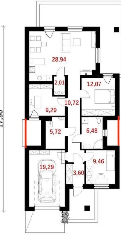 Parterowy Dom - 4 Pokoje - Działka 5 AR + Garaż
