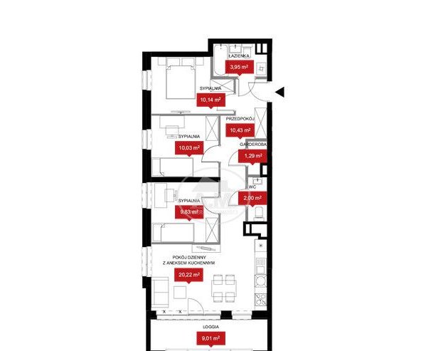 Niższa cena Trzy pokoje Dwustronne duża loggia