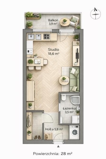 Mieszkanie, 28 m², Warszawa