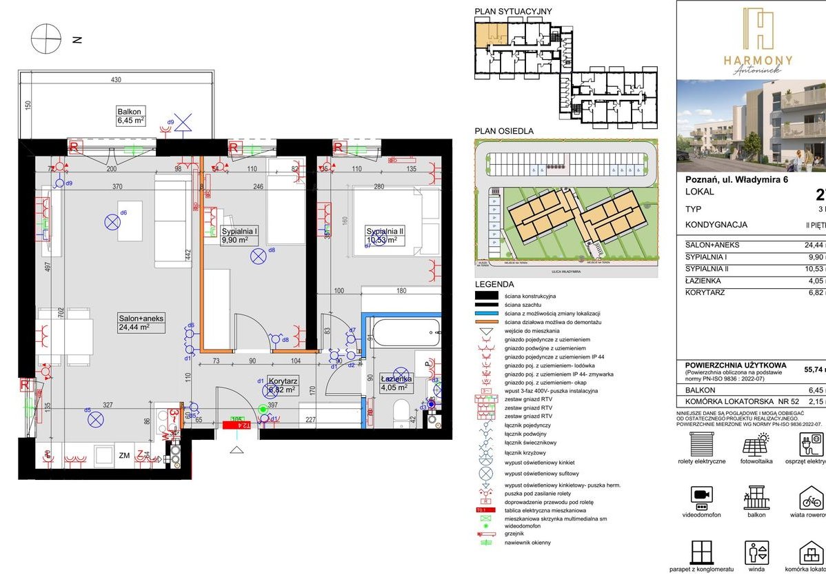 3-pokojowe mieszkanie 55m2 + balkon