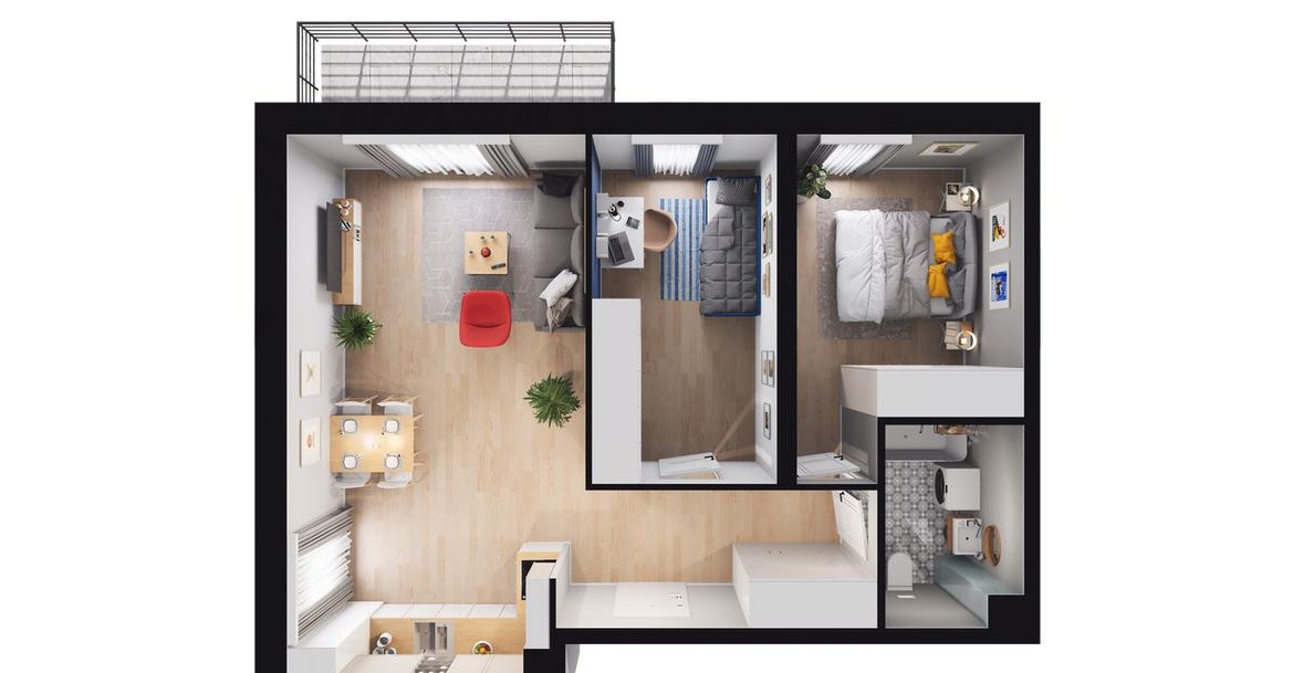 3-pokojowe mieszkanie 55m2 + balkon