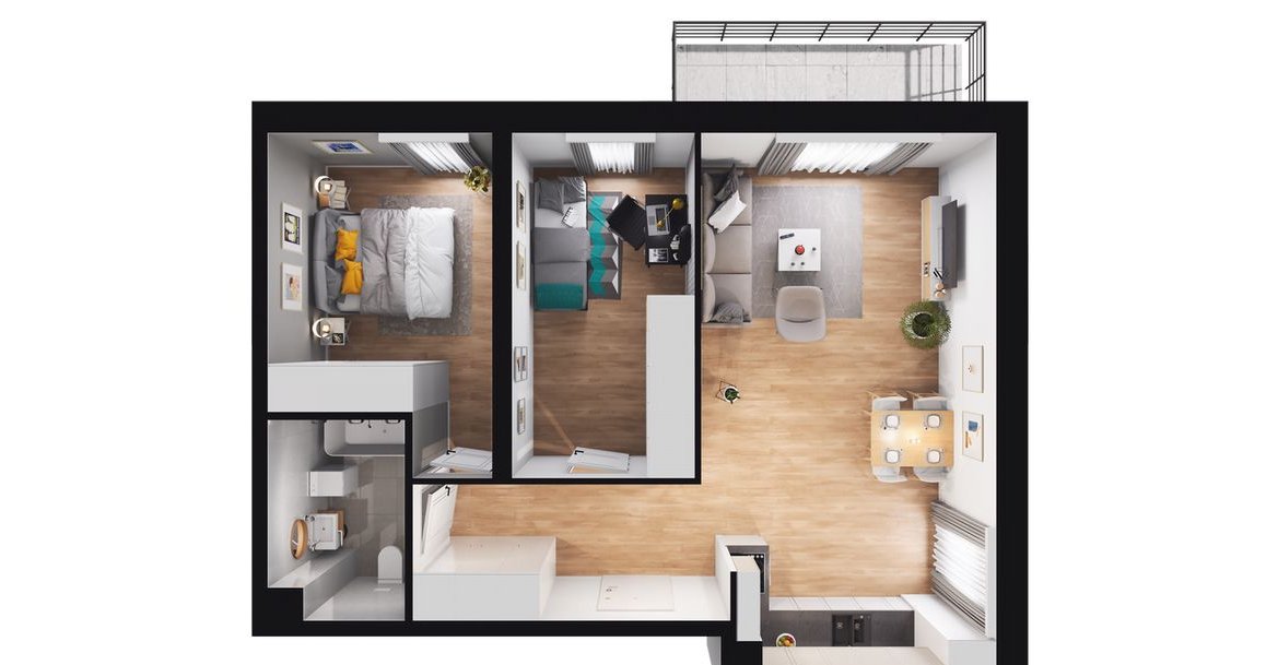 3-pokojowe mieszkanie 55m2 + balkon Bezpośrednio