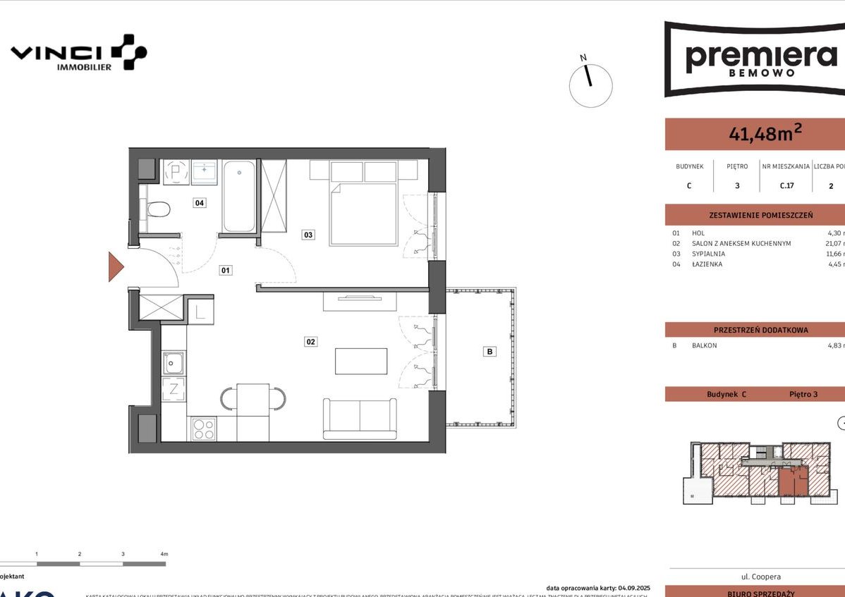 2-pokojowe mieszkanie 41m2 + balkon Bezpośrednio