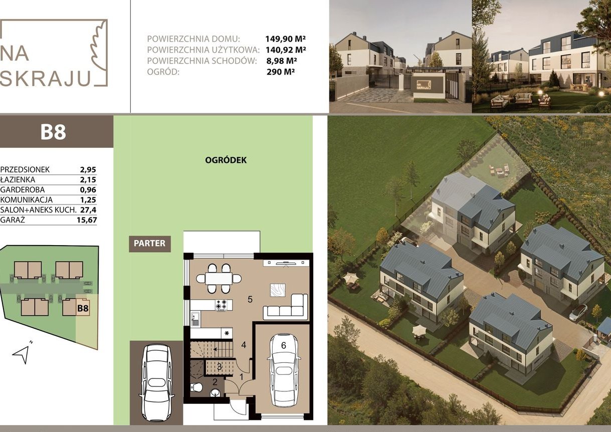 Na Skraju/ B8/ogród/ garaż/sąsiedztwo Podkowy Leśnej/ WKD