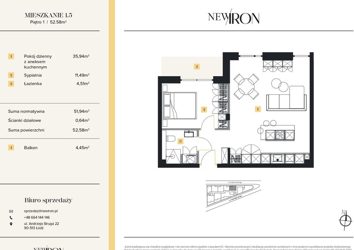 Na sprzedaż 52,84m2 / Klimatyzacja / Recepcja /Taras na dachu