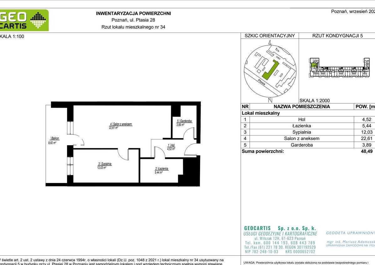 2-pokojowe mieszkanie 48m2 + balkon Bez Prowizji