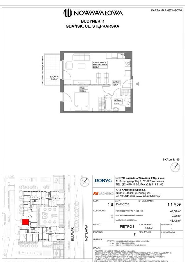 2-pokojowe mieszkanie 42m2 + balkon Bez Prowizji