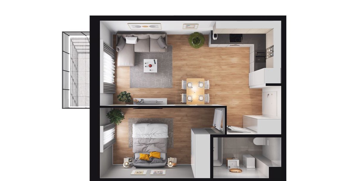 2-pokojowe mieszkanie 42m2 + balkon Bez Prowizji