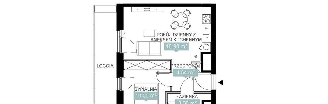 2-pokojowe mieszkanie 36m2 + loggia Bezpośrednio