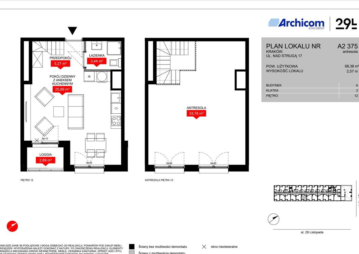 1-pokojowe mieszkanie 68m2 + loggia Bezpośrednio
