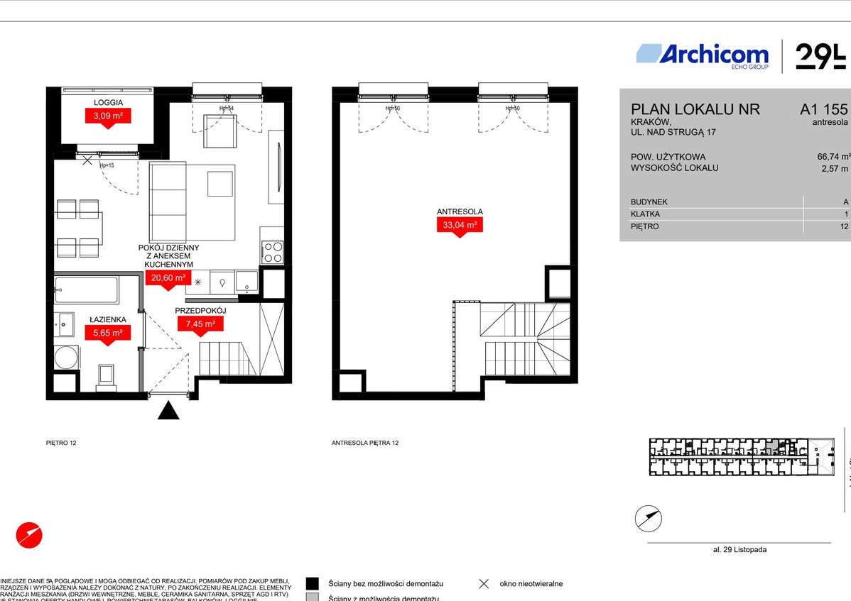 1-pokojowe mieszkanie 66m2 + loggia Bez Prowizji