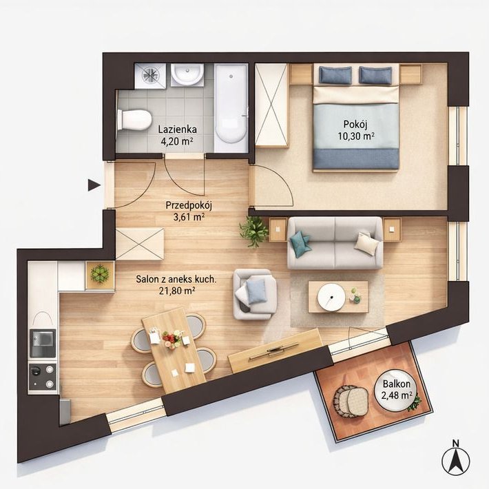 Promocja narożne 2 pokoje Koszutka balkon