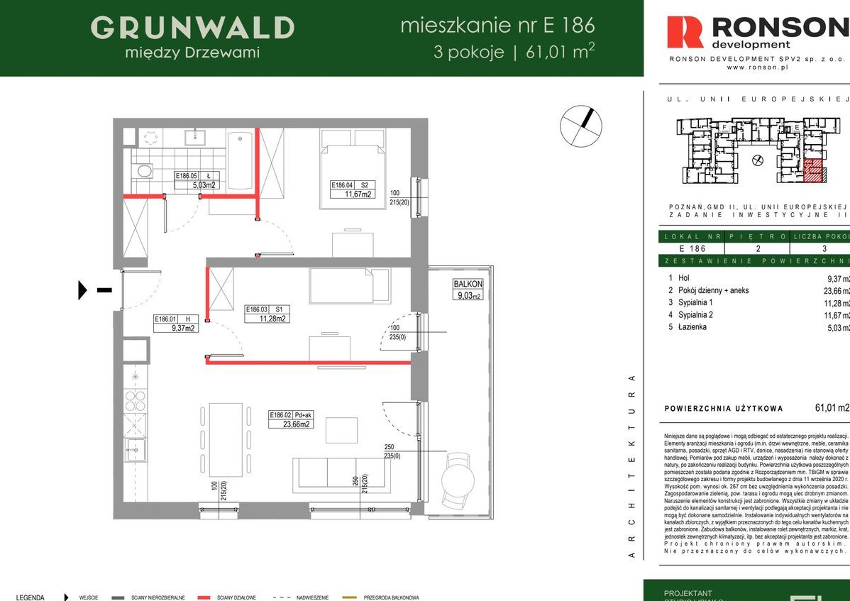 3-pokojowe mieszkanie 61m2 + balkon Bezpośrednio