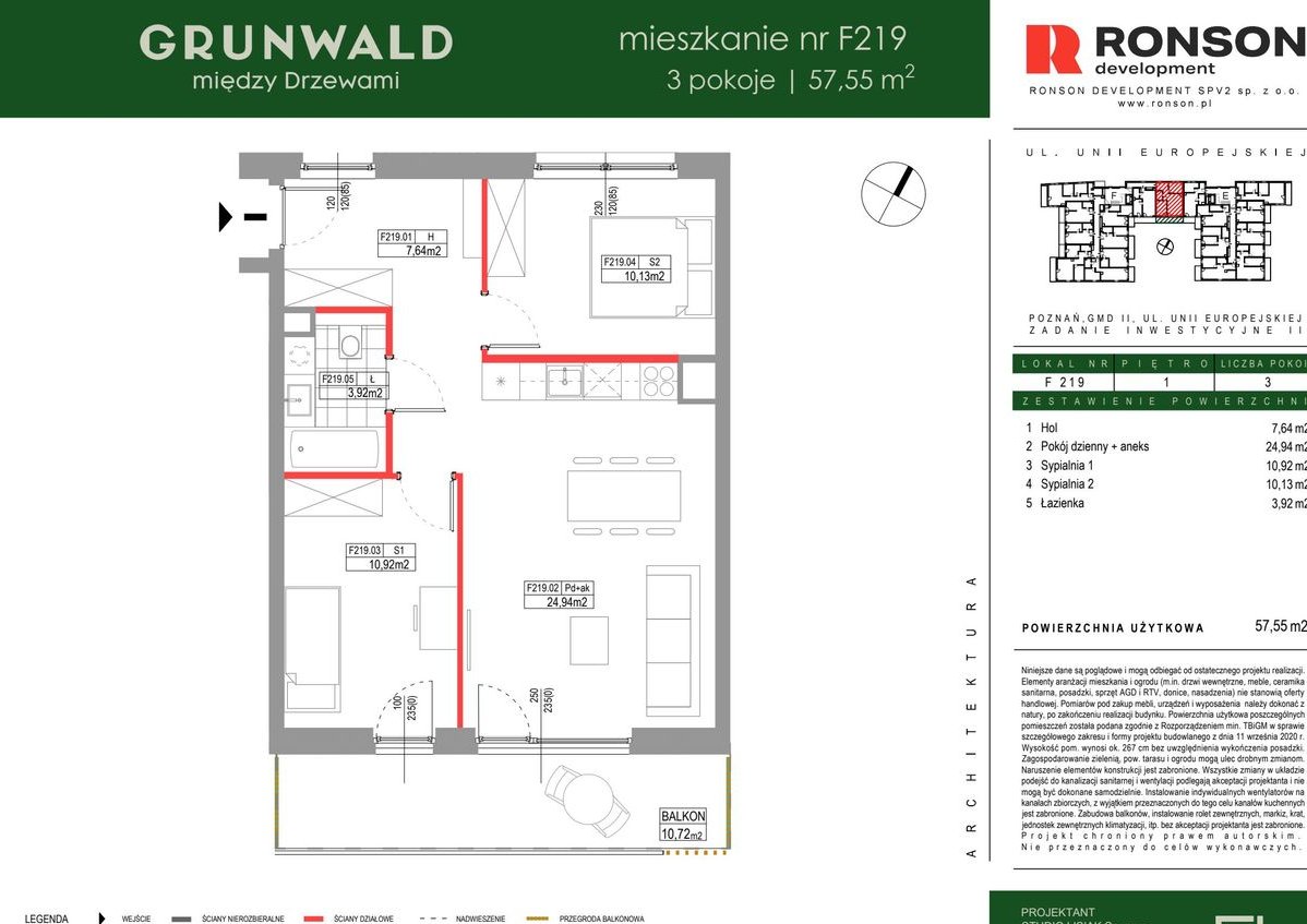 3-pokojowe mieszkanie 57m2 + balkon Bezpośrednio