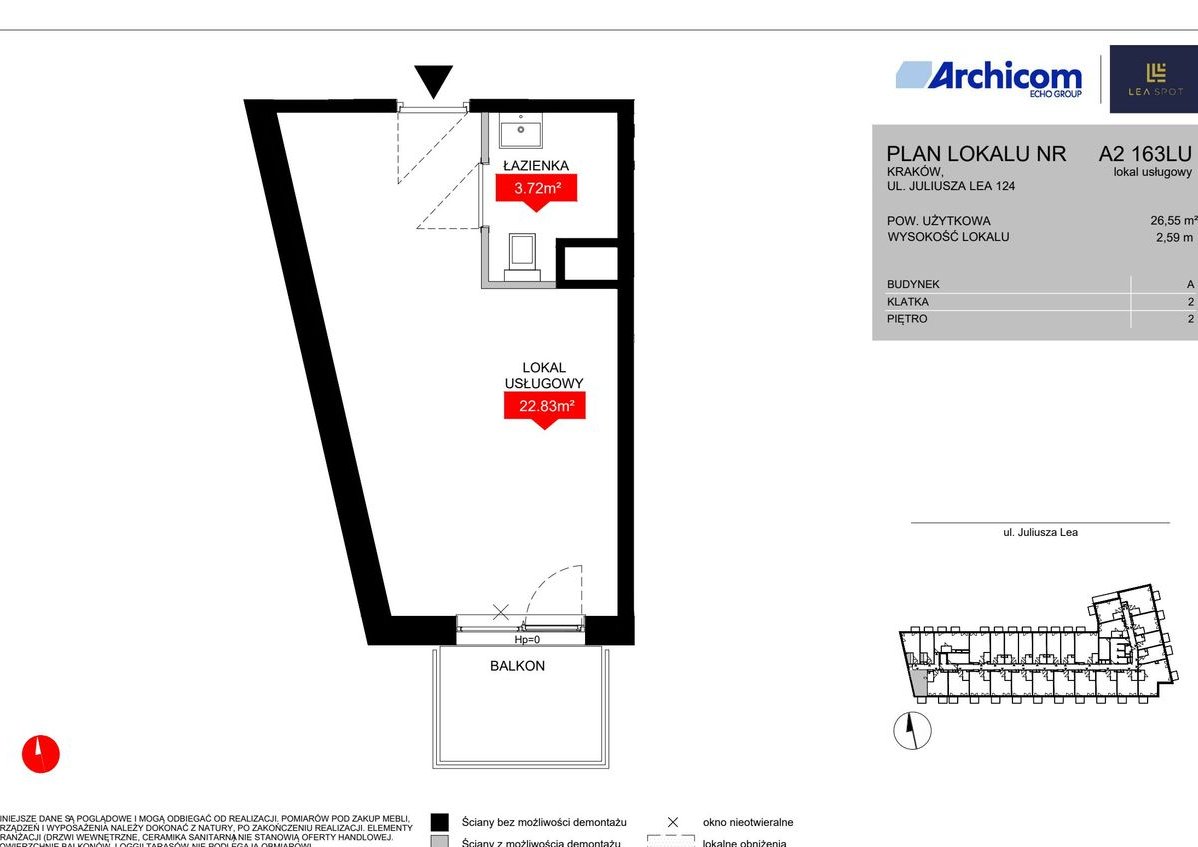 1-pokojowy lokal inwestycyjny 26m2 + balkon