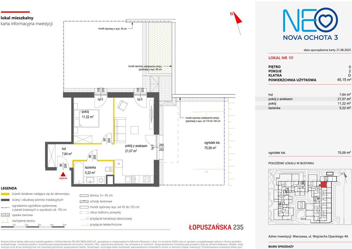 2-pokojowe mieszkanie 45m2 + ogródek