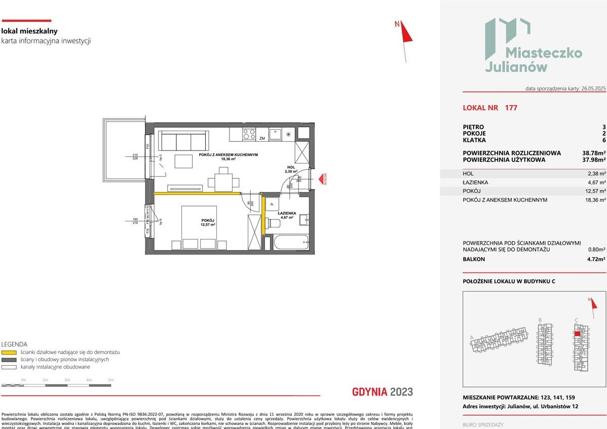 2-pokojowe mieszkanie 37m2 + balkon Bez Prowizji