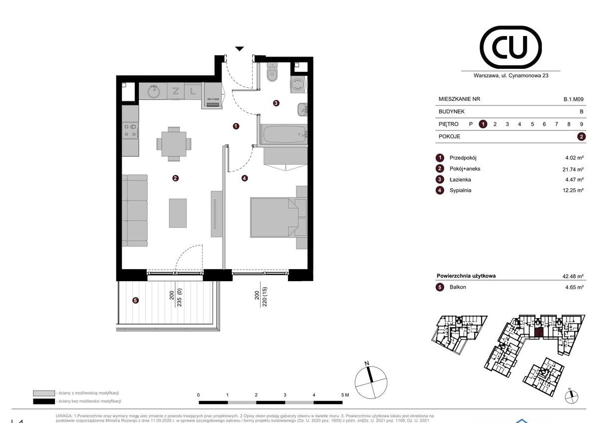 2-pokojowe mieszkanie 42m2 + balkon Bez Prowizji