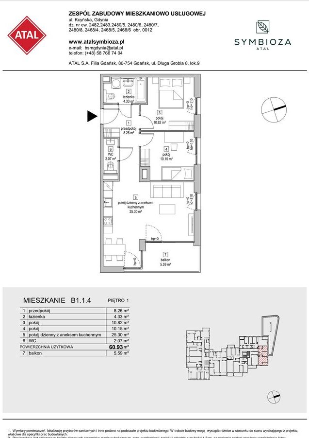 3-pokojowe mieszkanie 60m2 + balkon Bezpośrednio