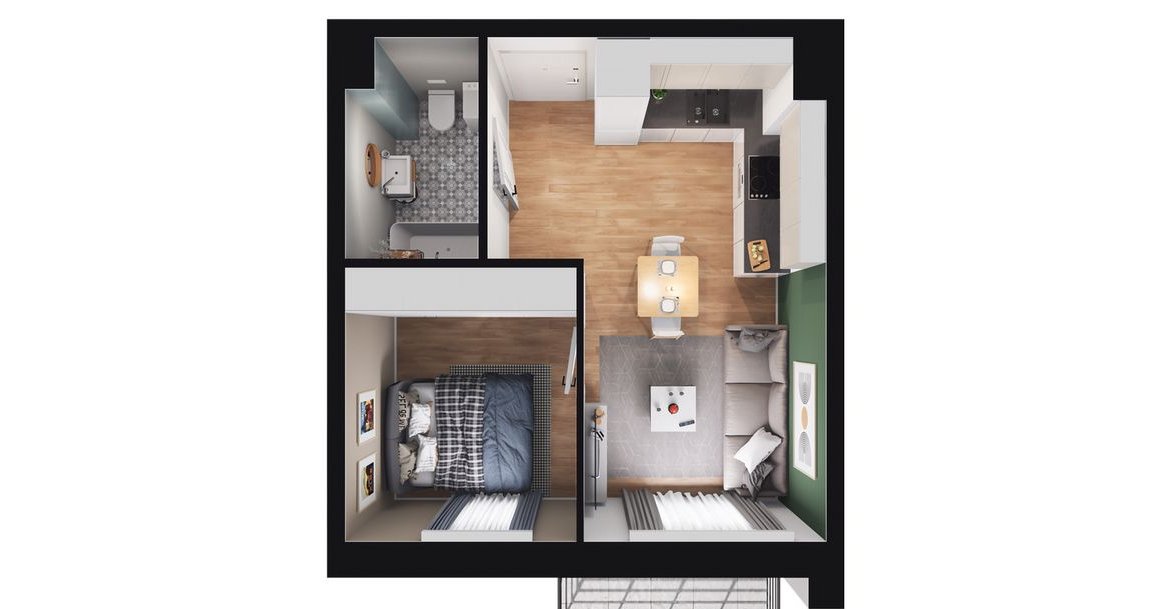 2-pokojowe mieszkanie 29m2 Bezpośrednio