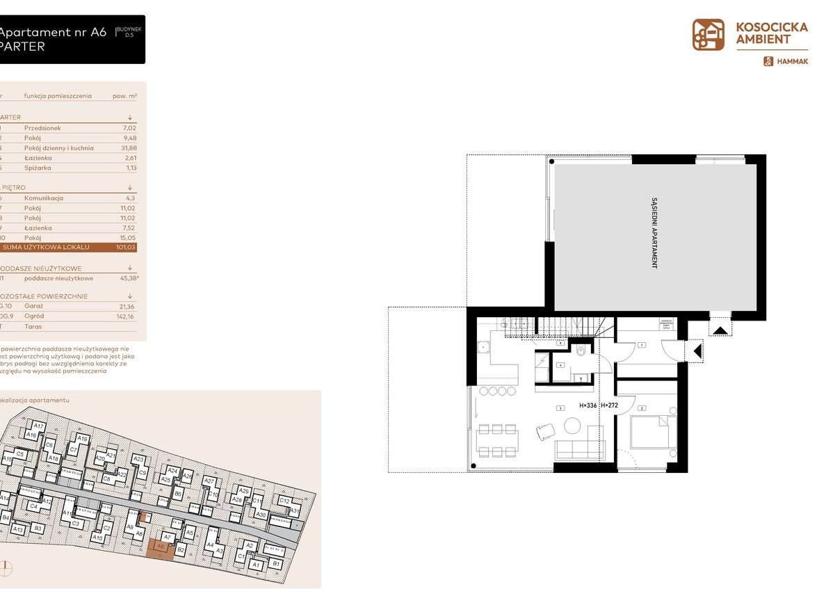 5-pokojowe mieszkanie 101m2 + ogródek
