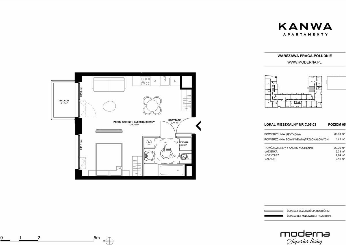 2-pokojowe mieszkanie 38m2 Bezpośrednio