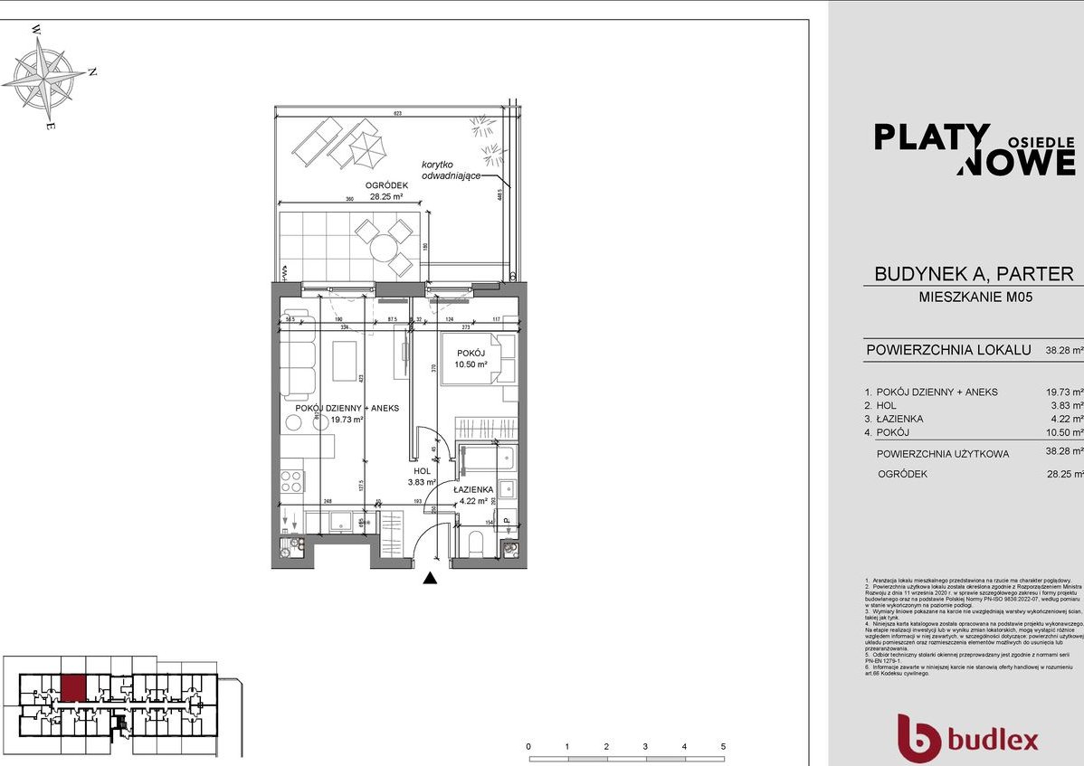 2-pokojowe mieszkanie 38m2 + ogródek