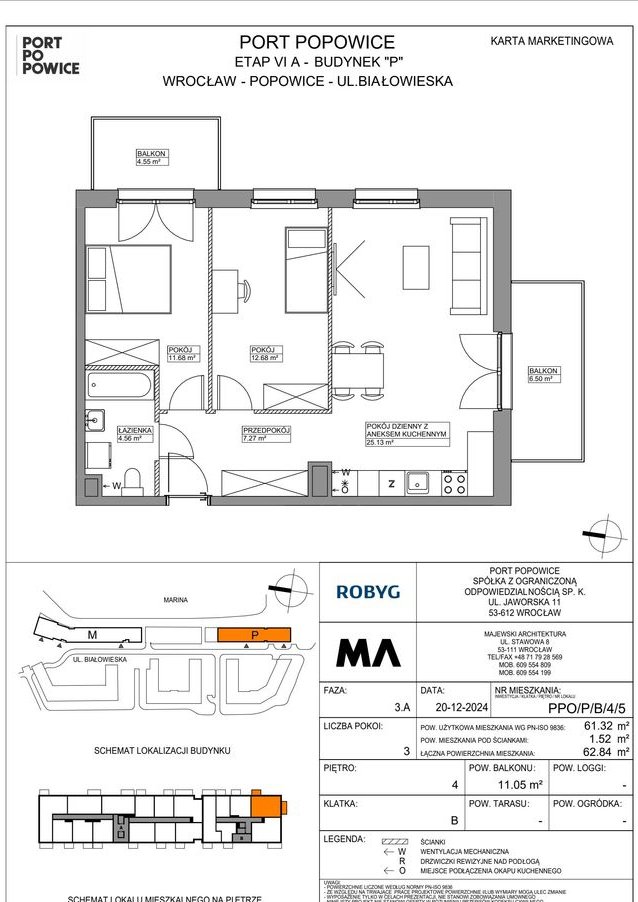 3-pokojowe mieszkanie 61m2 + 2 balkony