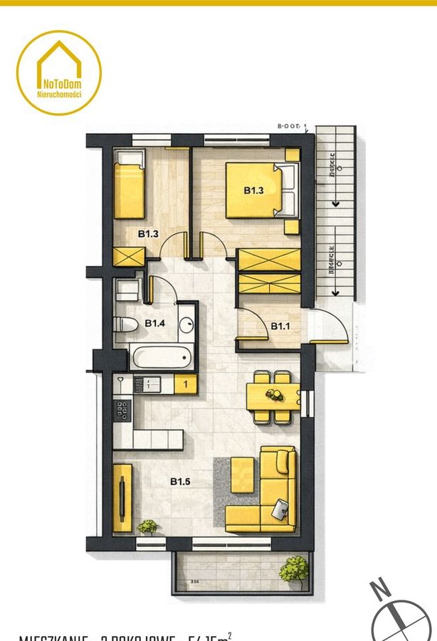 Bezczynszowe 3-pok.|ul. Jana Kiepury|54,68 m²|2 miejsca postojowe