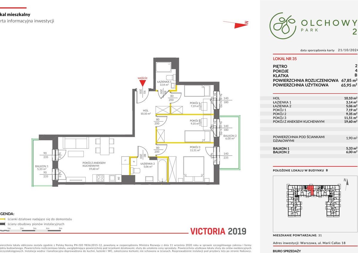 4-pokojowe mieszkanie 65m2 + 2 balkony