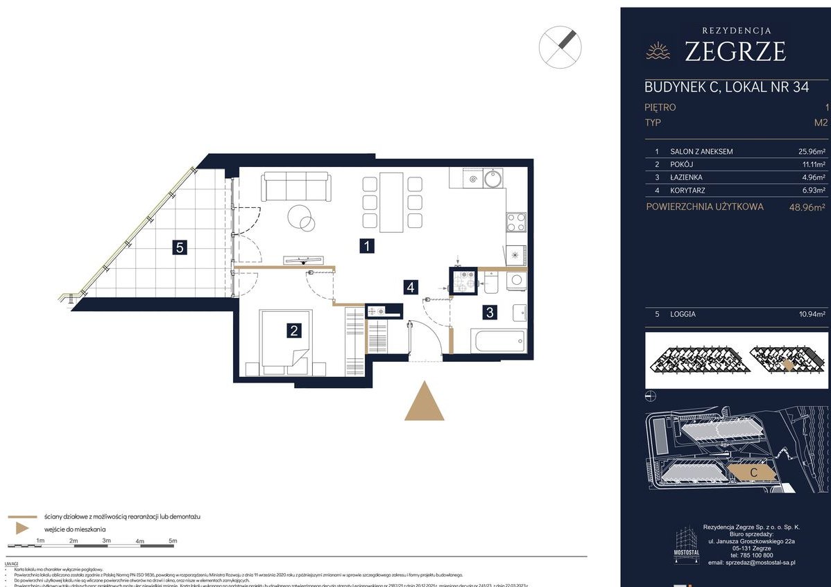 2-pokojowe mieszkanie 48m2 + loggia Bez Prowizji
