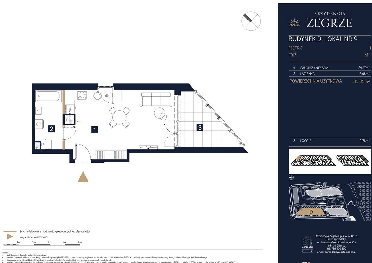 1-pokojowe mieszkanie 35m2 + loggia