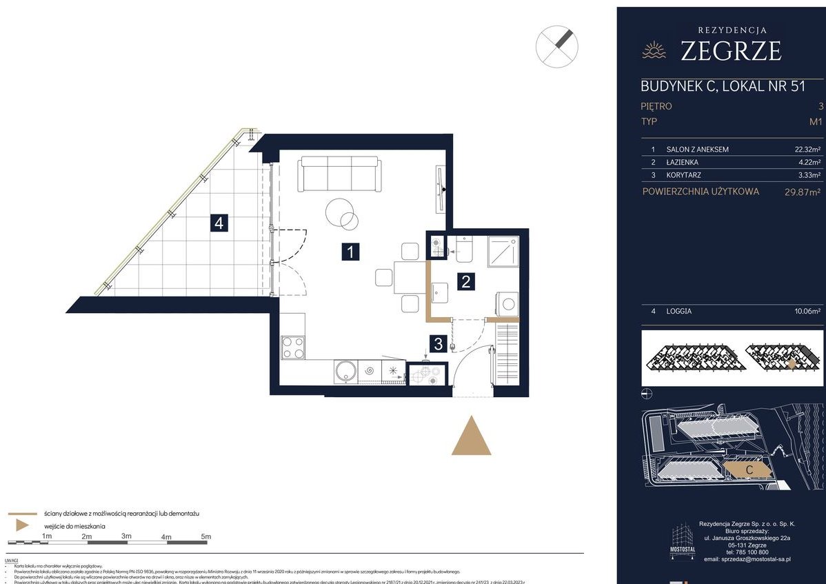 1-pokojowe mieszkanie 29m2 + loggia Bezpośrednio