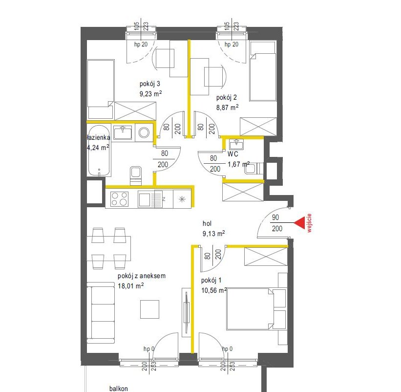 Komfortowe 4 pok mieszkanie * Przemyślany rozkład pomieszczeń * 0% PCC