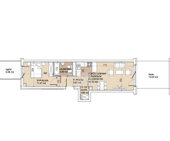Dwustronne mieszanie z tarasem oraz ogródkiem